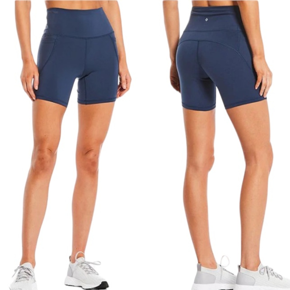 Antonio Melani indigo blue dual side pocket stretch bike shorts size medium